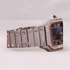 Factory Direct Iced Out Moissanite Quartz Watch Custom Brand Available in 41mm Square Shaped Moissanite Diamond Watch for Sale - Product Image 2