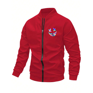 Chaqueta Varsity Personalizada con Logotipo para Hombre, Cuerpo de Lana Roja, Mangas de Cuero Crema, Chaqueta Letterman con Parche de Chenilla Bordado, Fabricación OEM - Product Image 1