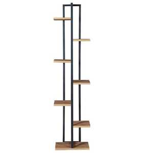 Support à fleurs minimaliste en bois avec structure métallique, présentoir pour plantes d'intérieur, décoration pour la maison - Product Image 1