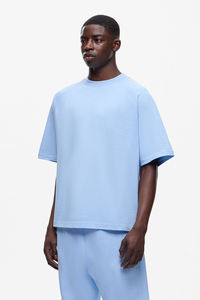 mens light blue baby blue <b>plain</b> solid blank raglan sleeve relaxed fit short sleeve <b>tshirt</b> crewneck basic tee top - Product Image 3