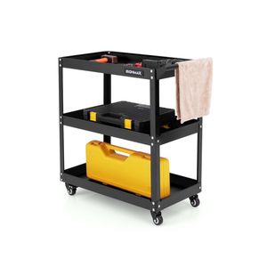 Carrello Portautensili a 3 Ripiani con Scaffali Spaziosi, 4 Ruote Universali e 2 Freni per Organizzazione e Stoccaggio - Product Image 1