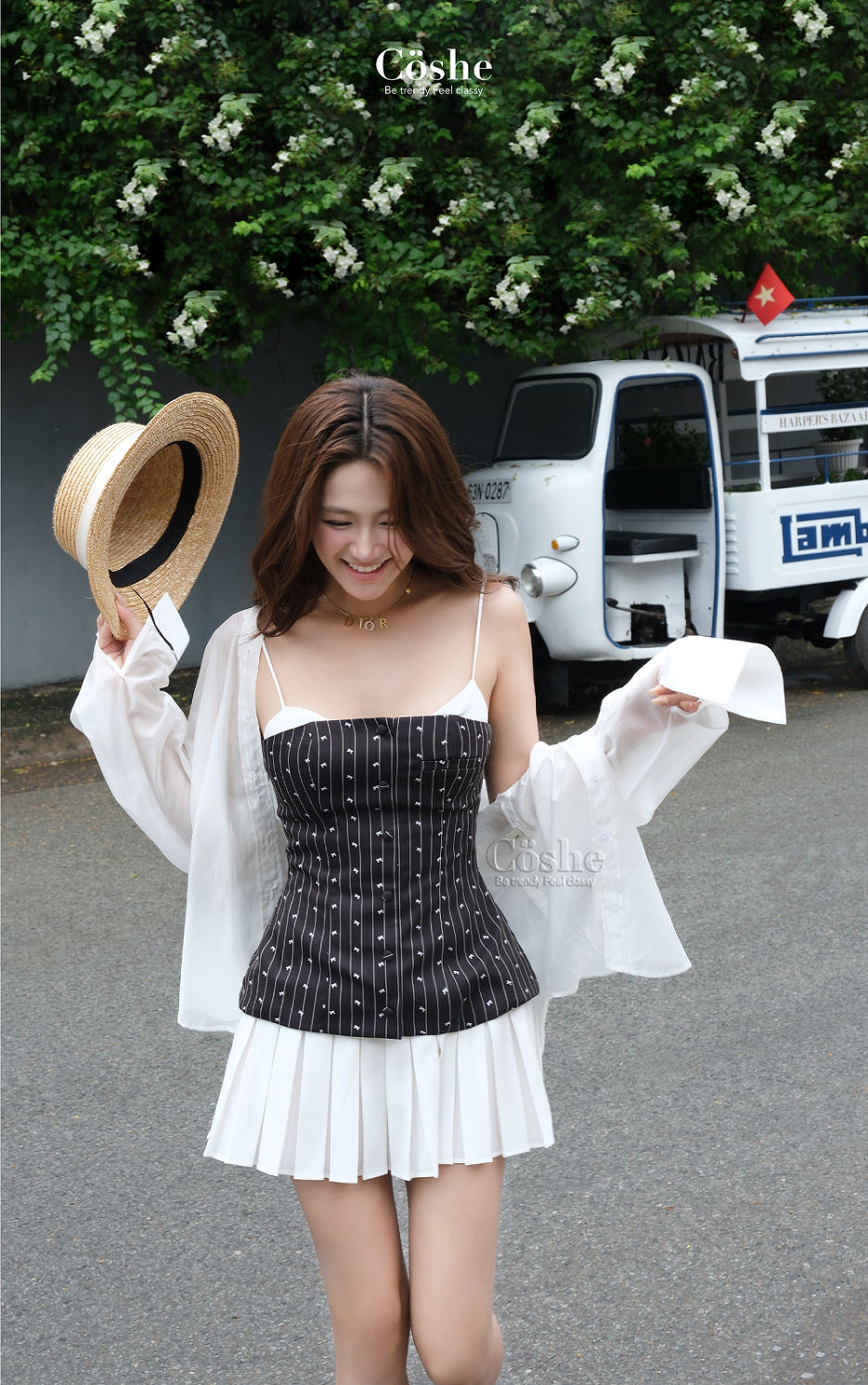 knee length dresses for ladies Fairycore Flower Long Evening Dress Women Korean Style Puff Sleeve Tun –  Pbong main image 1