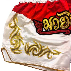 Pantalones cortos de Muay Thai de alta calidad, tela satinada, logotipo personalizado, transpirables, ligeros, cintura elástica, ropa de gimnasio para hombres y mujeres - Product Image 3