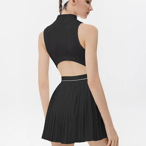 Vestido de tenis transpirable con media cremallera, sin mangas, corte ajustado, ropa deportiva, precio mayorista, superventas, con personalización - Product Image 2