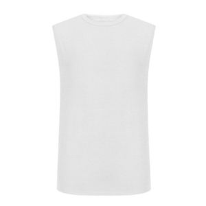 Men's <b>White</b> Sleeveless Crew Neck Solid Knitted 100% Cotton Casual Tank <b>Top</b> Plus Size 220g Fabric - Product Image 5