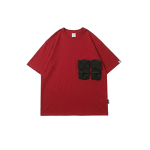 เสื้อยืดพิมพ์ลายตัวอักษรทรงหลวม แขนสั้น สีตัดกัน คอลเลคชั่นฤดูร้อน 2023 เสื้อยืดลำลองผ้าฝ้ายสำหรับผู้ชาย - Product Image 6