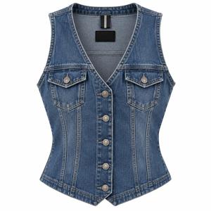 Chaleco Vaquero para Mujer al por Mayor, Vaquero Lavado con Detalles de Perlas para Marcas de Boutique, Suministro a Granel de Marca Privada - Product Image 4