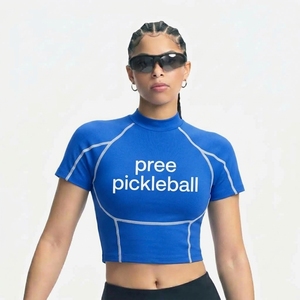 RTS OEM ODM Custom <b>Women</b> Pickleball Short Sleeve Crew Neck tank Tops Breathable Sporty Style Printed Technics Solid Color - Product Image 6