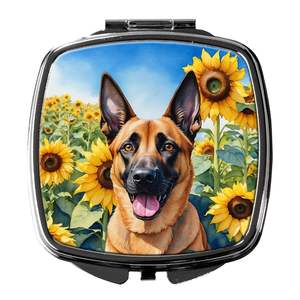 Belgian Malinois Sunflowers Compact Folding Handheld Travel <b>Makeup</b> <b>Mirror</b> Pocket Size Gift for Women and Girls - Product Image 1