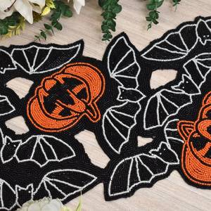 Napperons de table en tissu faits main pour Halloween, forme irrégulière, motif citrouille et chauve-souris, style original - Product Image 6