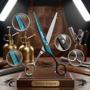 <b>Barber</b> Scissors Hair Cutting Professional Stainless Steel Shears Razor Sharp Blade Ergonomic Salon Tool High Hardness <b>Set</b> Tool - Product Image 1
