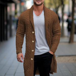 Pull en laine tricoté épais pour homme avec motif rayé et décoration en dentelle, anti-rétrécissement et respirant - Product Image 3
