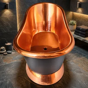 Baignoire en cuivre faite à la main, baignoire de trempage en cuivre avec finition antique, baignoire autoportante de luxe pour salle de bain, spa à domicile et intérieur - Product Image 1
