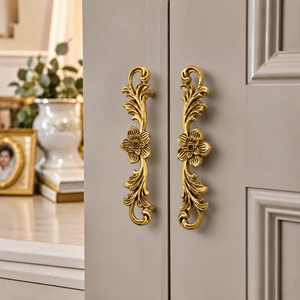 Luxury Solid Brass Floral Cabinet Handle Antique Gold Wardrobe Door Pull Decorative Furniture Hardware Drawer Knob Manufacturer - Product Image 5