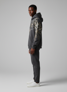 Sweat à capuche long doublé pour homme, 100% coton, style streetwear ample français, couleur unie, coupe classique, printemps, 400g - Product Image 4