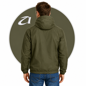 Olive Green Embroidered Logo Men's <b>Jackets</b> Hooded Full Zip Lightweight Windbreaker Outdoor Casual Factory Direct - Product Image 2