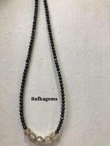 Collar de cuentas de moissanita negra de 3.5 mm y 16 pulgadas |   Collar de cuentas facetadas |   Regalo para Ella - Product Image 6