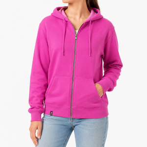 Women's <b>Pink</b> Fleece Zip-Up Hoodie <b>Sweatshirt</b> Breathable Casual Winter Wear Hoodie - Product Image 1