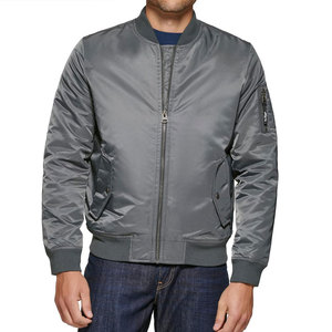 Chaqueta Bomber Personalizable para Hombre, Color Sólido, 100% Nailon, Chaqueta Bomber Lisa con Cremallera para Hombre - Product Image 1