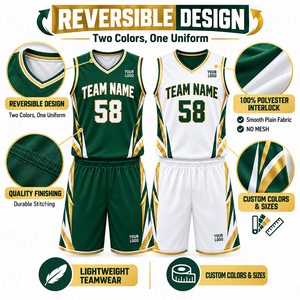 Uniforme de basket-ball double face à séchage rapide, uniformes de basket-ball personnalisés sublimés, équipes de basket-ball pour garçons - Product Image 4