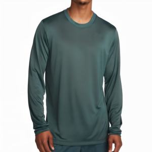 เสื้อยืดคอตตอนคุณภาพสูงสำหรับผู้ชาย ทรงปกติ แขนยาว ไม่มีปก ผ้าถักนุ่ม ขายส่งเสื้อยืดผู้ชาย - Product Image 5