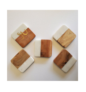 Wood Marble Coaster Square Style Custom Design Customizable High Quality Wood & Marble Coaster Mats <b>Cheap</b> price - Product Image 1