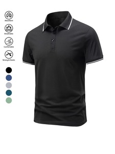 Camiseta Polo para Hombre a Precio Económico, Diseño de Verano, Color Sólido, Cómoda, de Manga Corta, Casual, Moderna, Diseño Informal, Negra - Product Image 1