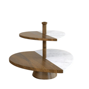 Support à gâteau rond en bois décoratif pour fêtes d'anniversaire avec poignée, finition naturelle, support de présentation fait main, vente en gros - Product Image 6