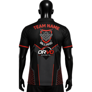 เสื้อโบว์ลิ่งผู้ชาย ORVO Sports แขนสั้น พิมพ์ลายแบบ Sublimation ระบายอากาศ แห้งเร็ว ผ้าเทอร์รี่ โพลีเอสเตอร์ 100% สวมใส่สบายๆ สำหรับเล่นกีฬา - Product Image 4