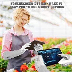 Gants de jardin longs en cuir pour femmes, gants de travail robustes pour le désherbage et la plantation, meilleurs cadeaux de jardin pour les jardiniers, gris - Product Image 2