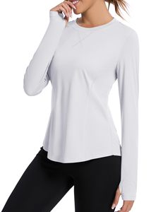 Ropa de pesca para mujer, camisa de pesca blanca de manga larga con protección solar UPF 50, de secado rápido, top tipo jersey de color sólido para adultos - Product Image 3
