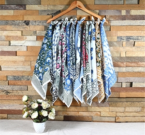 Hand Block Print Floral Cotton Bandana Scarf Handmade Indian Design Soft Lightweight Spring Summer <b>Head</b> <b>Wrap</b> Durable Breathable - Product Image 3