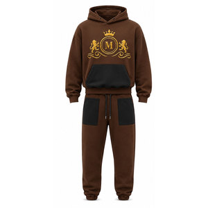 Chándal Marrón para Hombre Mudassar Ali, con Capucha, 100% Algodón, Logotipo Estampado en Foil, Cordón Ajustable, Ropa Casual de Otoño, 480+ gsm - Product Image 3
