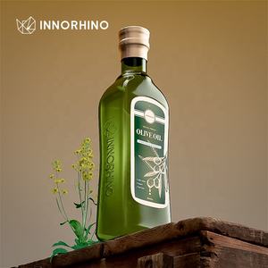 INNORHINO 500ml Botella de vidrio de aceite de oliva verde oscuro con tapa dispensadora de marasca cuadrada Almacenamiento de cocina recargable - Product Image 1