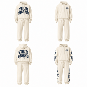 Ensemble de survêtements pour hommes en gros avec logo personnalisé, comprenant des sweats à capuche oversize et des pantalons de survêtement évasés à effet délavé et imprimé personnalisé - Product Image 5