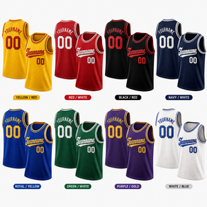 Maillot de basket vintage personnalisé sans manches en maille respirante, uniforme d'équipe avec nom et numéro personnalisés, broderie 3D, 100 % polyester - Product Image 2