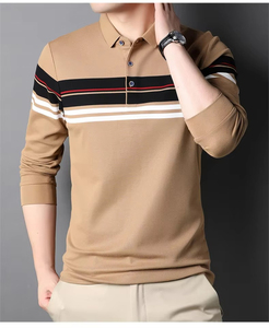Polo à manches longues pour homme de haute qualité, décontracté, 100% coton, confortable et respirant, couleurs unies, coupe classique, idéal pour l'été - Product Image 4