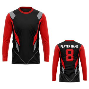 Maillot de sport personnalisé unisexe à manches longues, imprimé par sublimation, respirant, avec logo frontal, 100% polyester - Product Image 1