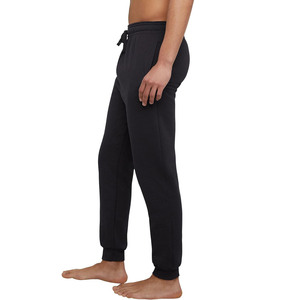 Men's Black Cotton Sweatpants <b>Elastic</b> <b>Waist</b> Drawstring Casual Jogger Pants Side Pockets Breathable Midweight Autumn Wear - Product Image 2