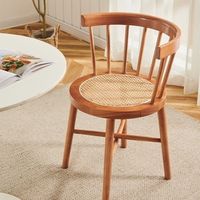 Chaise Windsor Détachable Rétro Nordique Style Mid-Century, Chaise de Salle à Manger en Rotin et Bois Massif Style Japonais, Chaise de Balcon Tendance