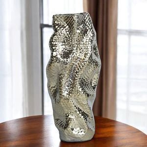 Designer <b>Tall</b> Metal Flower Vase Elegant Home Decor Accent For Dining <b>Table</b> Wedding Event Floral Display - Product Image 4