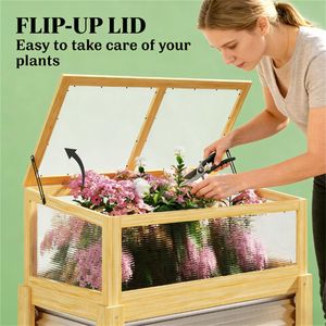Elevated Garden <b>Bed</b> & Flowerpot <b>Box</b> Mini Greenhouse Design for Convenient Planting - Product Image 3