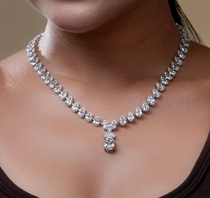 Collar con Colgante de Diamante Cultivado en Laboratorio, Certificado IGI, Plata, Estilo Vintage, Corte Pera, Corazón, Joyería Fina Romántica, Regalo para Mujer - Product Image 4