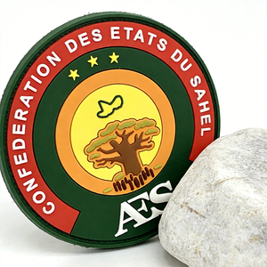 Parche Táctico Redondo de PVC Personalizado al por Mayor de la Confederación de Estados del Sahel, Fabricante con Emblema de Pájaro Baobab y Estrella - Product Image 6