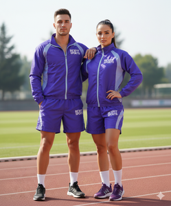 Ensemble de survêtement pour homme Rexfit Sports Factory avec logo personnalisé, coupe-vent à fermeture éclair intégrale et short de course, vente en gros - Product Image 3