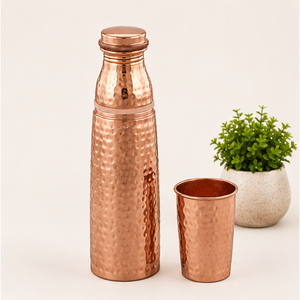 Pure Hammered <b>Copper</b> Water <b>Bottle</b> 1000ml with Ayurvedic Health Benefits Eco-Friendly <b>Drinking</b> Vessel for Yoga Office & Travel - Product Image 5