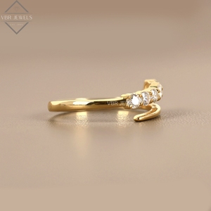 Luxury <b>Open</b> Diamond Wrap <b>Ring</b> Yellow Gold Round Cut Bypass Bridal Wedding Anniversary Jewelry Supplier For Women Gift - Product Image 3