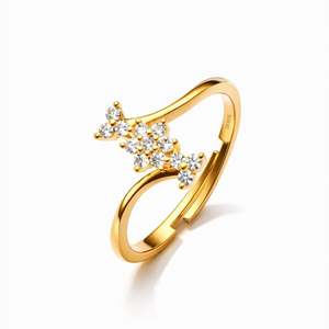 Hallmark Silver <b>Dainty</b> Flower Vine Gold Plated Casual <b>Ring</b> - Product Image 4