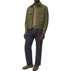 Men's Brown Canvas Hooded Collar Shirt Jacket <b>Covered</b> <b>Button</b> Closure Breathable 100% Cotton Winter Streetwear Regular Fit Front - Product Image 1