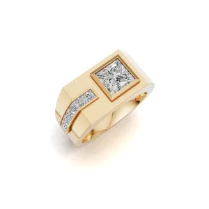 Anillo de Diamantes para Hombre Ascent Edge Square, Corte Redondo y Princesa, 7 Piedras, Anillo de Diamantes Creados en Laboratorio - Product Image 4